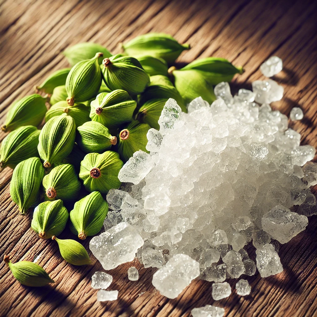 Elaichi (Cardamom) and Mishri (Rock Sugar)